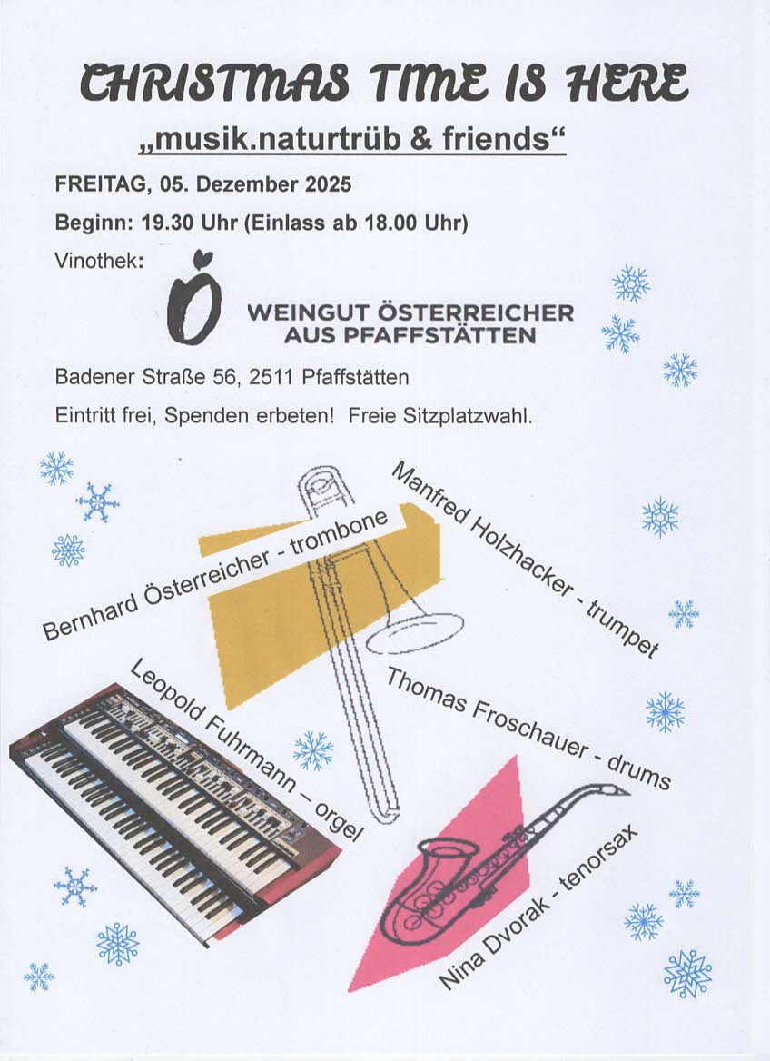 musik.naturtrüb Weihnachtskonzert Jazz 2025 Weingut Österreicher